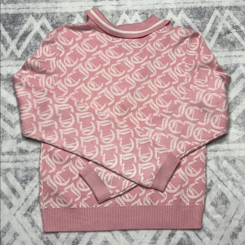 Medium Juicy Couture Pink quarter zip Monogram Pullover whisper pink/oyster - Picture 5 of 6
